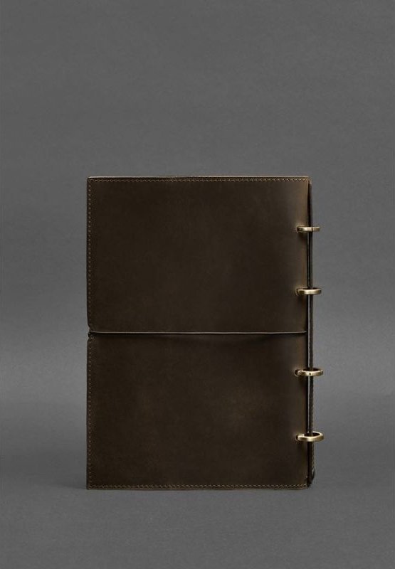 Кожаный блокнот А4 на кольцах (софт-бук) в мягкой винтажной обложке темно-коричневого цвета - BlankNote (42674)