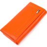 Вместительный женский кошелек из натуральной зернистой кожи оранжевого цвета CANPELLINI (2421710) - 2