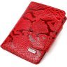 Красный женский кошелек двойного сложения из натуральной кожи с тиснением под змею CANPELLINI (2421810) - 1