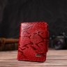 Червоний жіночий гаманець подвійного додавання з натуральної шкіри з тисненням під змію CANPELLINI (2421810) - 6