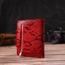 Червоний жіночий гаманець подвійного додавання з натуральної шкіри з тисненням під змію CANPELLINI (2421810) - 7