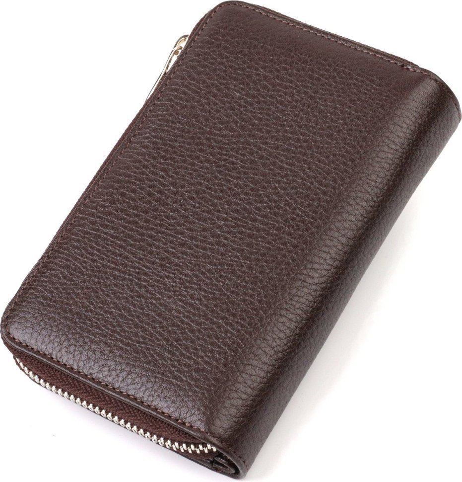 Жіночий гаманець середнього розміру із зернистої шкіри коричневого кольору CANPELLINI (2421910)