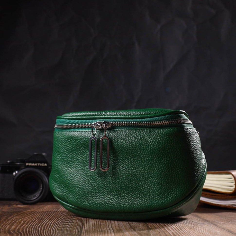 Зеленая женская сумка через плечо из натуральной кожи флотар Vintage (2422124)