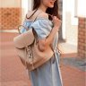 Шкіряний жіночий рюкзак ручної роботи в світло-бежевому кольорі BlankNote Олсен (12833) - 11