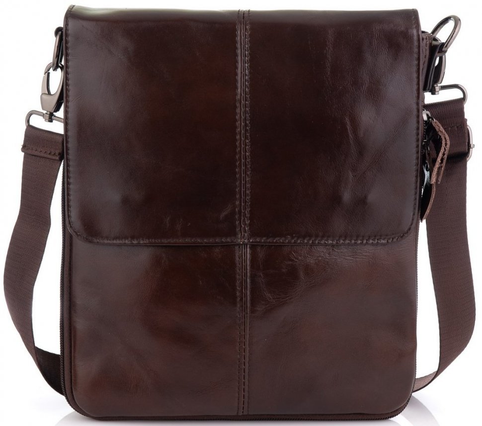 Небольшая мужская сумка на плечо из натуральной кожи гладкого типа Bexhill (21560)