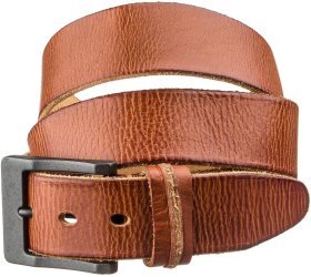 Рыжий мужской ремень широкого типа из натуральной кожи с массивной пряжкой Vintage 2420071