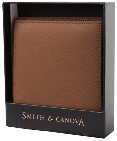 Чоловіче портмоне з фактурної шкіри без застібки та монетниці Smith & Canova 93974 коричневого кольору