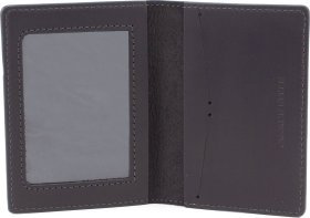 Черная обложка для военного билета из натуральной кожи ЗСУ в виде герба Украины - Grande Pelle (19067)