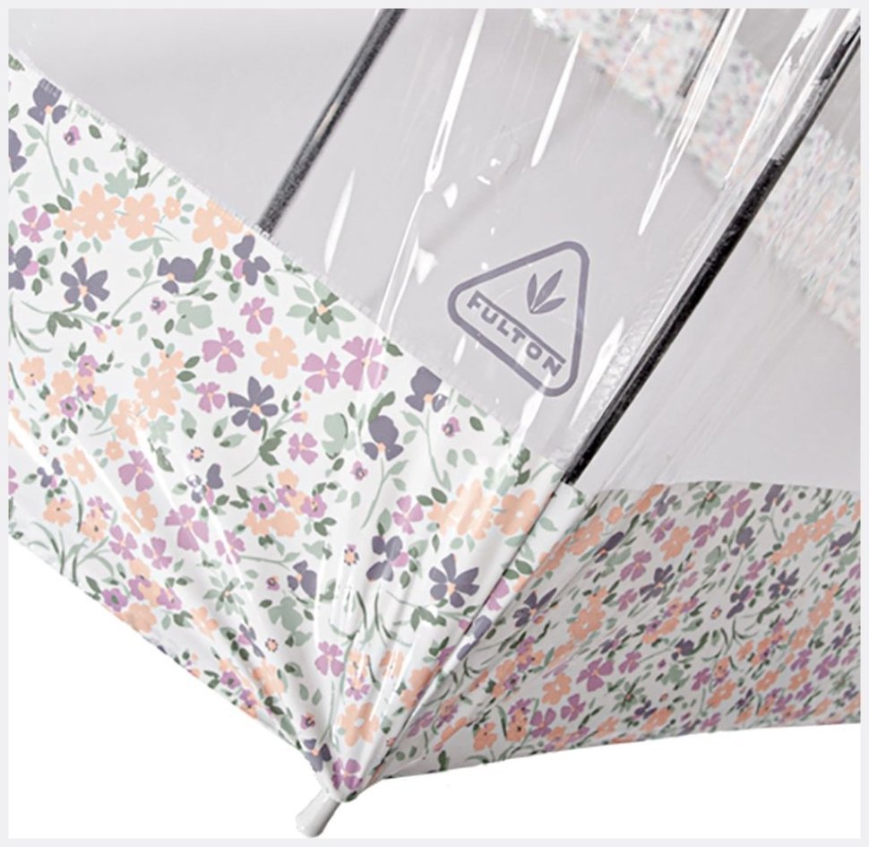 Женский зонт-трость Fulton Birdcage-2 Wedding Floral Border (механика, прозрачный с цветочным принтом) 94074 фото №10 Женский зонт-трость Fulton Birdcage-2 Wedding Floral Border (механика, прозрачный с цветочным принтом) 94074 modnotak фото №10