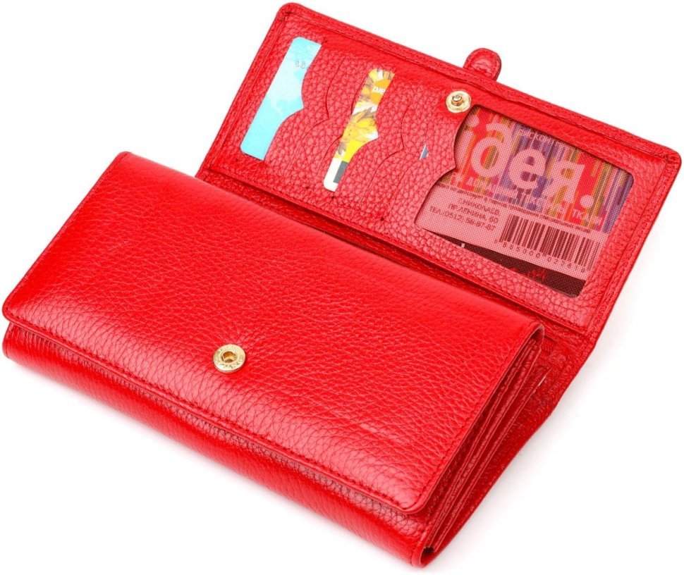 Женский кошелек большого размера из натуральной кожи красного цвета Tony Bellucci (2421957)