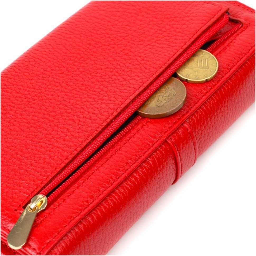 Жіночий гаманець великого розміру з натуральної шкіри червоного кольору Tony Bellucci (2421957)