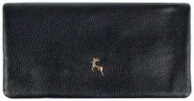 Качественный женский кошелек из натуральной кожи флотар черного цвета Ashwood J56 94174 на кнопке