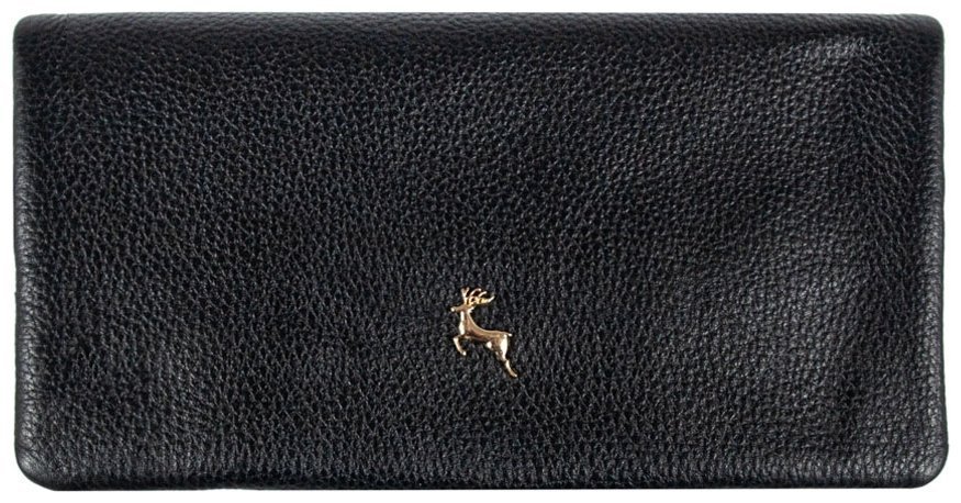 Качественный женский кошелек из натуральной кожи флотар черного цвета Ashwood J56 94174 на кнопке modnotak фото №1