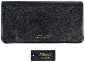 Качественный женский кошелек из натуральной кожи флотар черного цвета Ashwood J56 94174 на кнопке