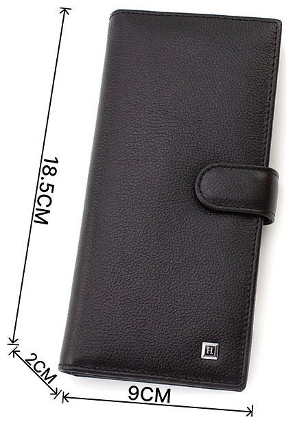 Солидный мужской купюрник из черной кожи с хлястиком на кнопке - H-Leather Accessories (18530) modnotak фото №3