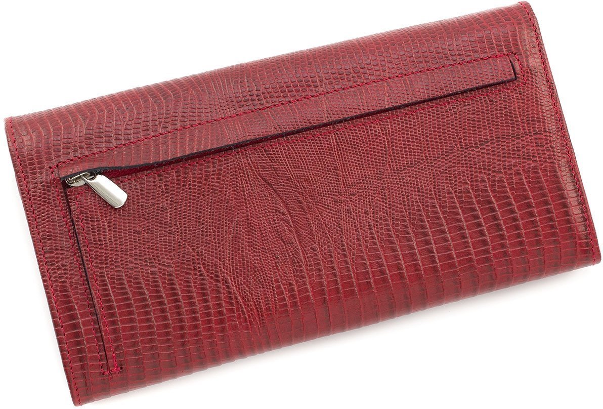 Червоний гаманець великого розміру з натуральної шкіри під рептилію Tony Bellucci (10772)