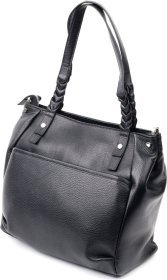 Черная женская сумка среднего размера из натуральной кожи с ручками KARYA (2420860)