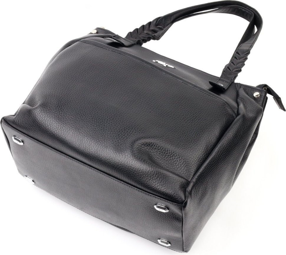 Чорна сумка жіноча середнього розміру з натуральної шкіри з ручками KARYA (2420860)