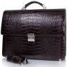Ексклюзивний портфель коричневого кольору з натуральної шкіри під крокодила Desisan (319-19) - 7