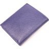 Синій гаманець подвійного складання з натуральної шкіри на кнопці KARYA (2421060) - 2