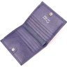 Синій гаманець подвійного складання з натуральної шкіри на кнопці KARYA (2421060) - 4