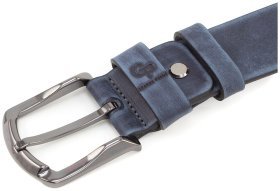 Кожаный ремень под джинсы цвета индиго Grande Pelle (40521)