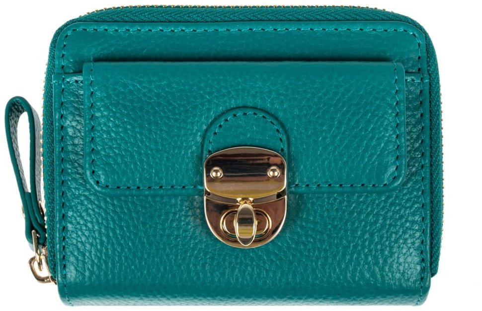 Женский кожаный кошелек на молнии с RFID-защитой Ashwood Y50 зеленого цвета 95474 modnotak фото №1