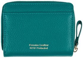 Жіночий шкіряний гаманець на блискавці з RFID-захистом Ashwood Y50 зеленого кольору 95474