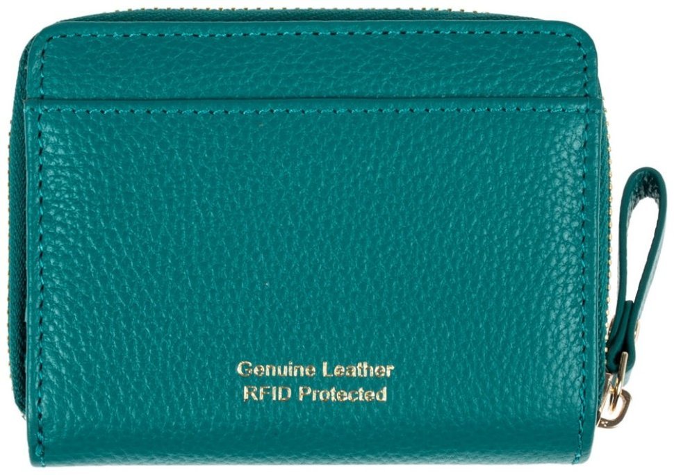 Женский кожаный кошелек на молнии с RFID-защитой Ashwood Y50 зеленого цвета 95474 modnotak фото №2