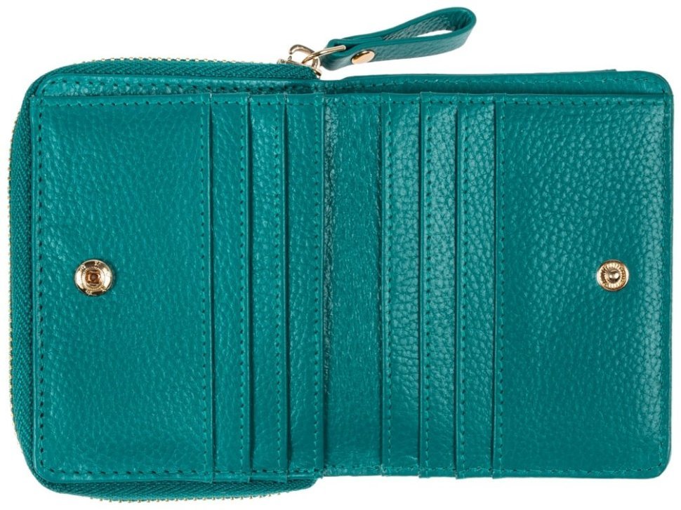 Женский кожаный кошелек на молнии с RFID-защитой Ashwood Y50 зеленого цвета 95474 modnotak фото №3