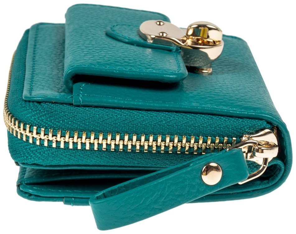 Женский кожаный кошелек на молнии с RFID-защитой Ashwood Y50 зеленого цвета 95474 modnotak фото №6