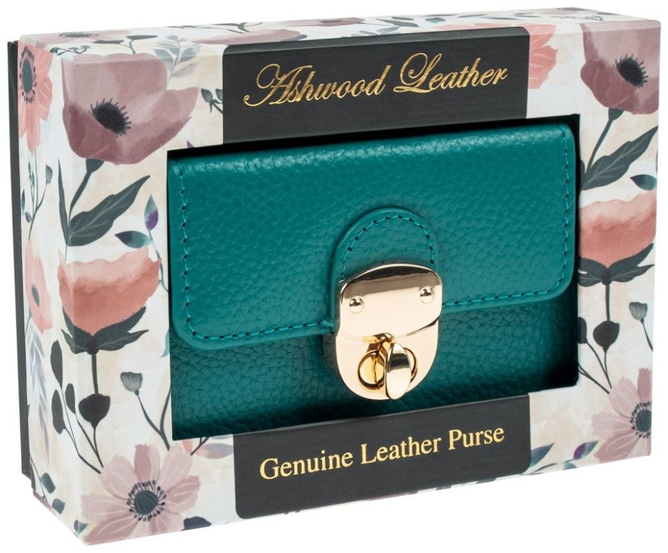 Женский кожаный кошелек на молнии с RFID-защитой Ashwood Y50 зеленого цвета 95474 modnotak фото №7