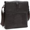 Оригінальна чоловіча сумка на плече коричневого кольору з фактурою під змію Keizer (21359) - 1