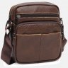 Коричневая наплечная мужская сумка-планшет из натуральной кожи с выраженной фактурой Keizer (19368) - 1
