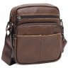 Коричневая наплечная мужская сумка-планшет из натуральной кожи с выраженной фактурой Keizer (19368) - 6