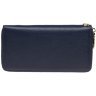 Просторий жіночий шкіряний гаманець темно-синього кольору на змійці Keizer 66274 - 1