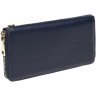 Просторий жіночий шкіряний гаманець темно-синього кольору на змійці Keizer 66274 - 3