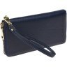 Просторий жіночий шкіряний гаманець темно-синього кольору на змійці Keizer 66274 - 4