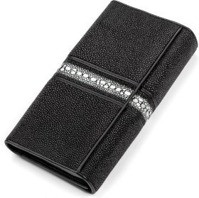 Многофунциональный черный кошелек из кожи морского ската STINGRAY LEATHER (024-18100)