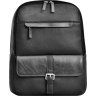 Зручний шкіряний міський рюкзак чорного кольору на два відсіки Issa Hara (21151) - 4