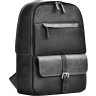 Зручний шкіряний міський рюкзак чорного кольору на два відсіки Issa Hara (21151) - 1