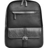 Зручний шкіряний міський рюкзак чорного кольору на два відсіки Issa Hara (21151) - 5