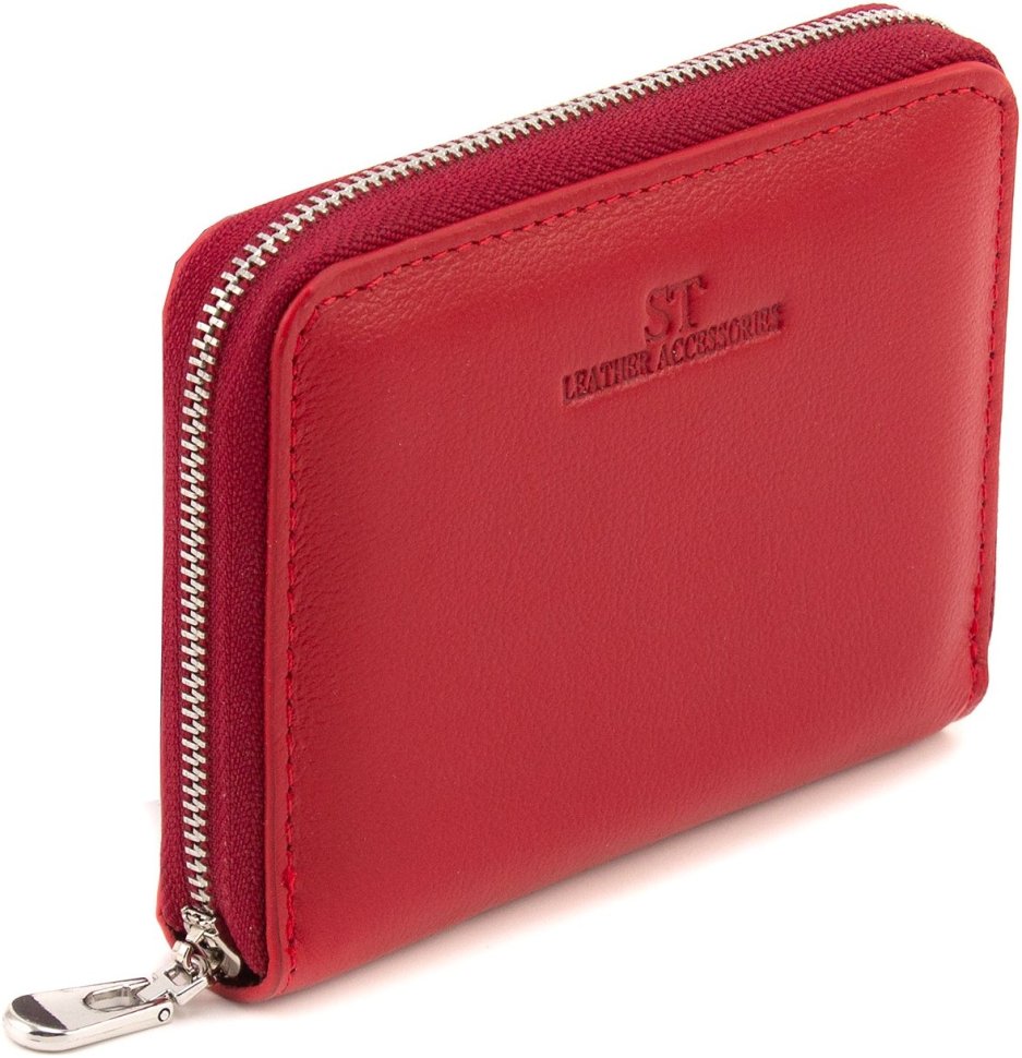 Красный женский кошелек из натуральной кожи на молнии ST Leather 1767274