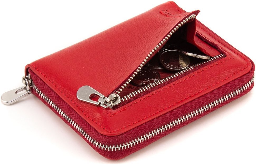 Червоний жіночий гаманець із натуральної шкіри на блискавці ST Leather 1767274