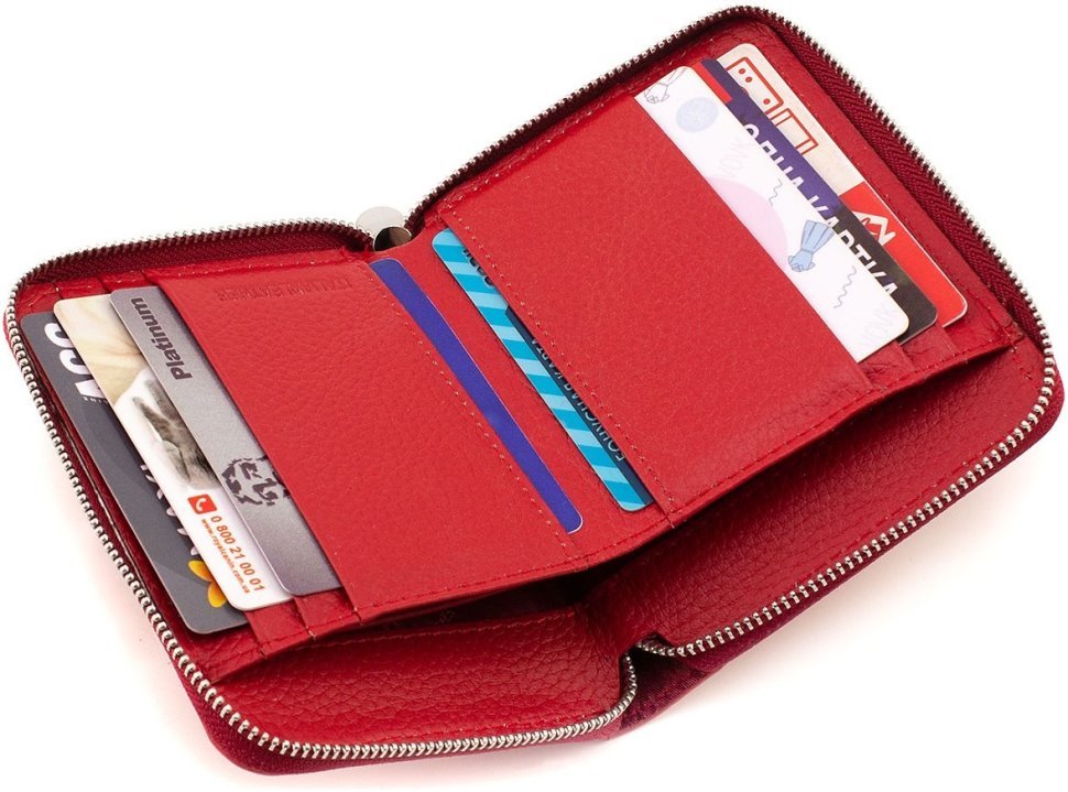 Червоний жіночий гаманець із натуральної шкіри на блискавці ST Leather 1767274