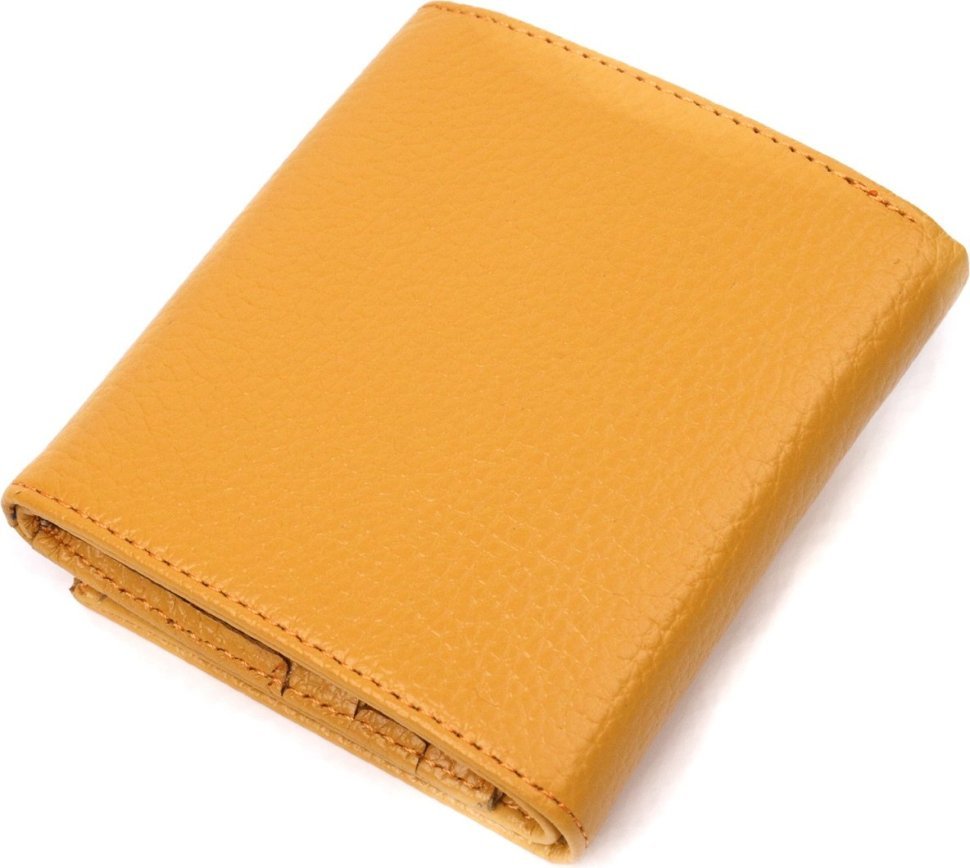 Яркий женский кожаный кошелек желтого цвета с монетницей KARYA (2421376)
