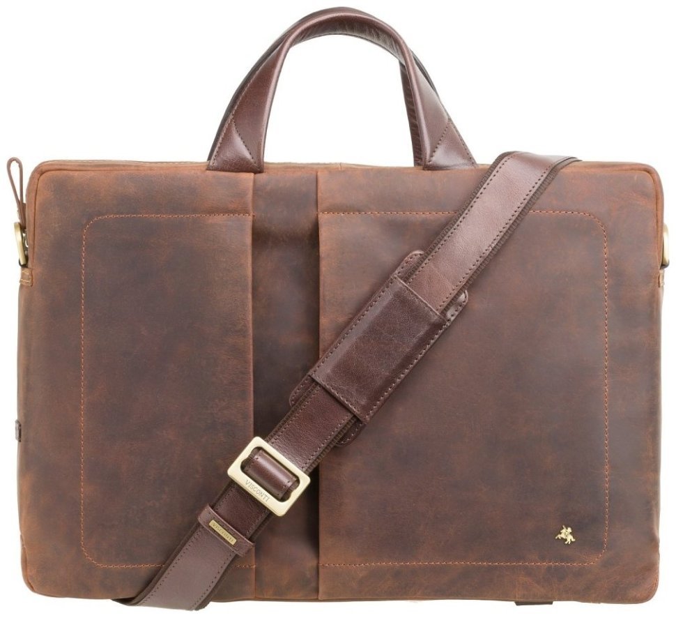 Светло-коричневая кожаная мужская сумка для ноутбука 15-ти дюймов Visconti Octo 77374