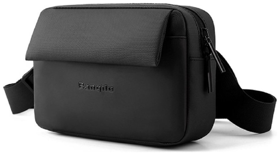 Мужская тканевая сумка на пояс в черном цвете Confident 77474 modnotak фото №1