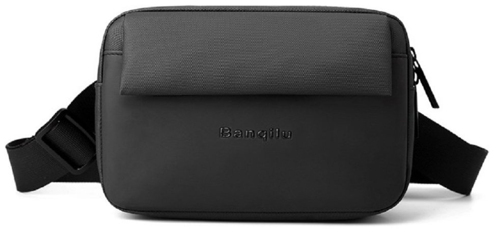 Мужская тканевая сумка на пояс в черном цвете Confident 77474 modnotak фото №5