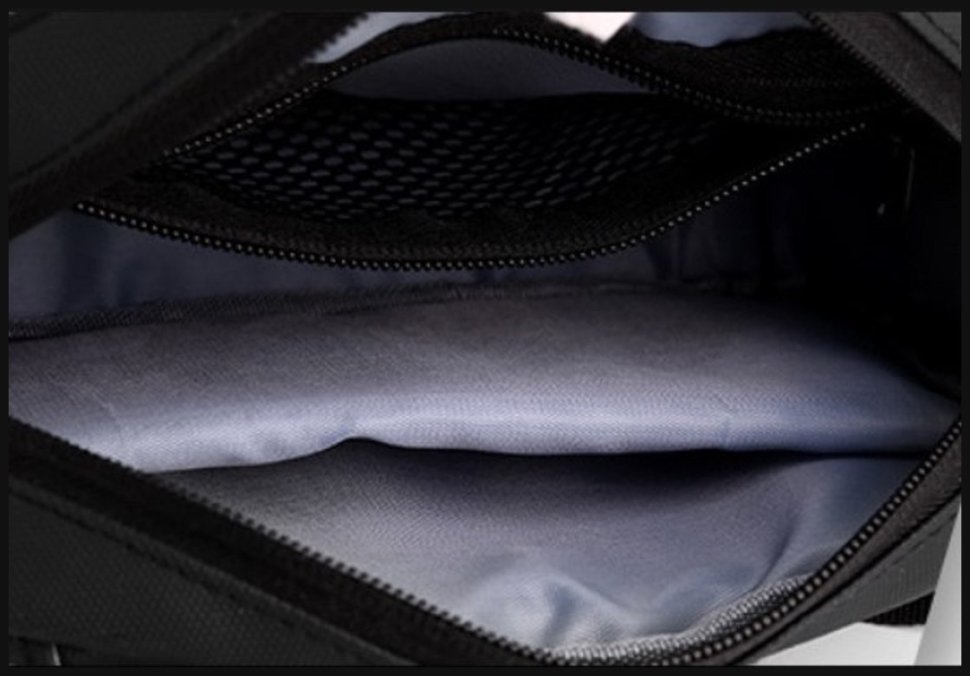 Мужская тканевая сумка на пояс в черном цвете Confident 77474 modnotak фото №6